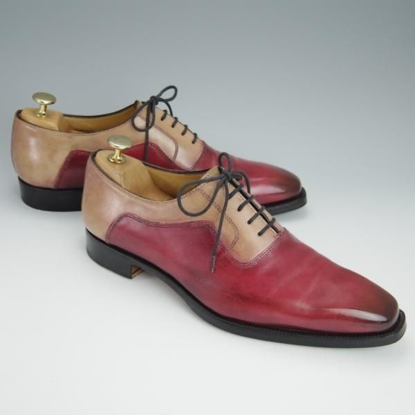 極上★(伊)フランチェスコ・ベニーニョ SIZE 6【コンビ仕様★オックスフォードシューズ】赤茶×薄茶/カーフ/Francesco Benigno★h415