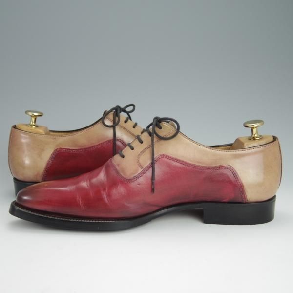 極上★(伊)フランチェスコ・ベニーニョ SIZE 6【コンビ仕様★オックスフォードシューズ】赤茶×薄茶/カーフ/Francesco Benigno★h415