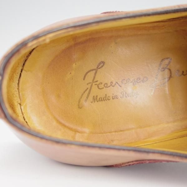 極上★(伊)フランチェスコ・ベニーニョ SIZE 6【コンビ仕様★オックスフォードシューズ】赤茶×薄茶/カーフ/Francesco Benigno★h415