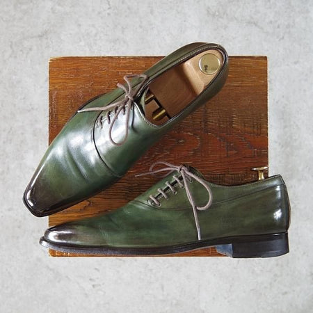 極上★(伊)フランチェスコ・ベニーニョ SIZE 6【定価￥60,480-★サイドレース/レベルソ仕立て】2899/深緑/Francesco Benigno★h416