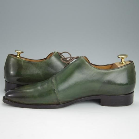 極上★(伊)フランチェスコ・ベニーニョ SIZE 6【定価￥60,480-★サイドレース/レベルソ仕立て】2899/深緑/Francesco Benigno★h416