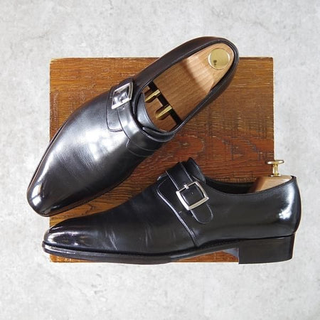 ★三陽山長 SIZE 7.5【合計オーダー価格￥103,400-★尚之介/R309ラスト】矢筈仕上げ/モンクストラップ/黒/Shonosuke/Sanyo Yamacho★h417