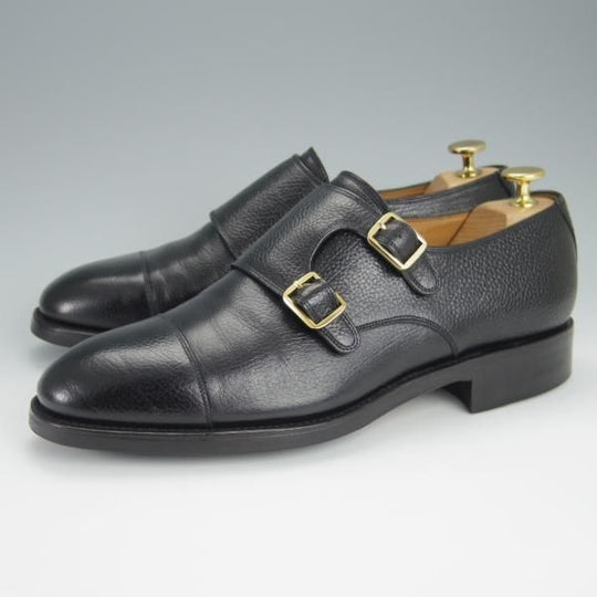 極美品★(スペイン製)YANKO/ヤンコ SIZE 25.5【グッドイヤーウェルテッド製法★ダブルモンク/104029】シボ革/黒/メンズ★h422