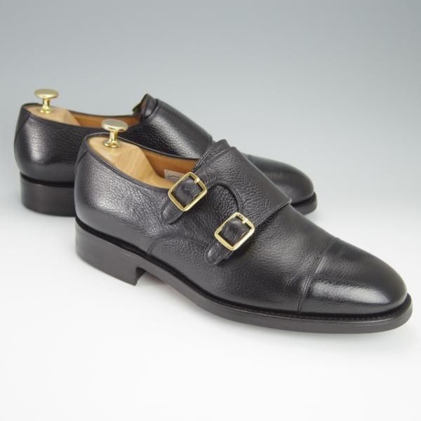 極美品★(スペイン製)YANKO/ヤンコ SIZE 25.5【グッドイヤーウェルテッド製法★ダブルモンク/104029】シボ革/黒/メンズ★h422