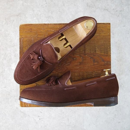 極上★Oriental/オリエンタル SIZE 7【定価￥52,800-★BLACKWELL 2/タッセルローファー】419ラスト/スエード/茶/メンズ★h436