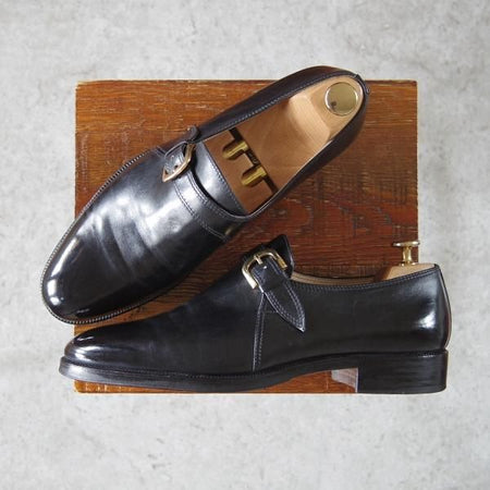 極上★(伊)タニノクリスチー SIZE 7.5【定価15万円以上★モンクストラップ/121748】カーフ/黒/メンズ/TANINO CRISCI★h443