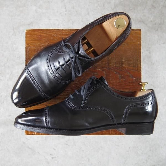 ★(浅草)RENDO/レンド SIZE 9.5【オーダー価格7.5万円程度★クォーターブローグ/黒】カーフ/メンズ/RENDO★h448