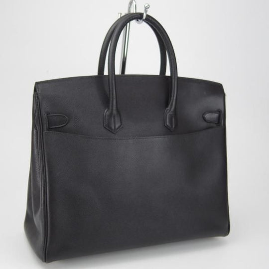 美品★(伊)チェレリーニ/CELLERINI【定価15万円程度★バーキン35タイプ】ハンドバッグ/レディース/レザー/バッグ/黒/革/鞄★N5765