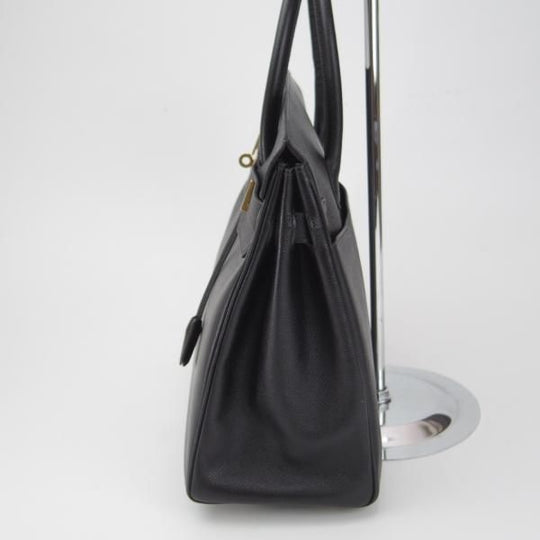 美品★(伊)チェレリーニ/CELLERINI【定価15万円程度★バーキン35タイプ】ハンドバッグ/レディース/レザー/バッグ/黒/革/鞄★N5765
