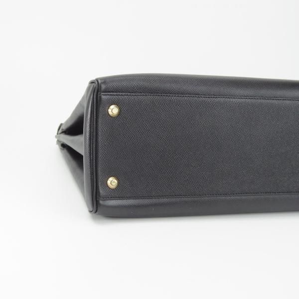 美品★(伊)チェレリーニ/CELLERINI【定価15万円程度★バーキン35タイプ】ハンドバッグ/レディース/レザー/バッグ/黒/革/鞄★N5765