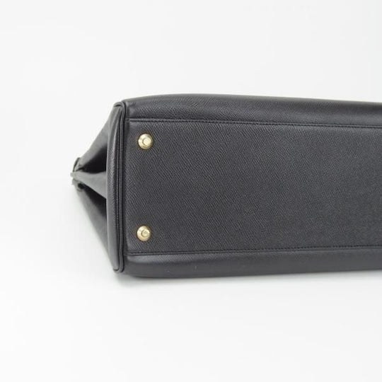 美品★(伊)チェレリーニ/CELLERINI【定価15万円程度★バーキン35タイプ】ハンドバッグ/レディース/レザー/バッグ/黒/革/鞄★N5765