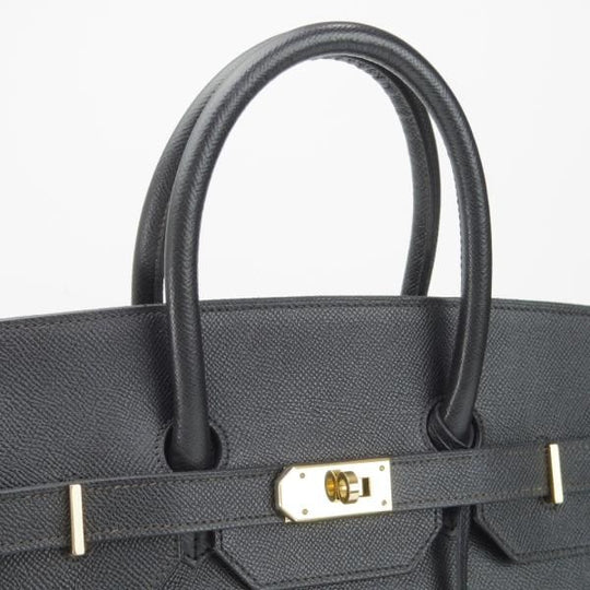 美品★(伊)チェレリーニ/CELLERINI【定価15万円程度★バーキン35タイプ】ハンドバッグ/レディース/レザー/バッグ/黒/革/鞄★N5765