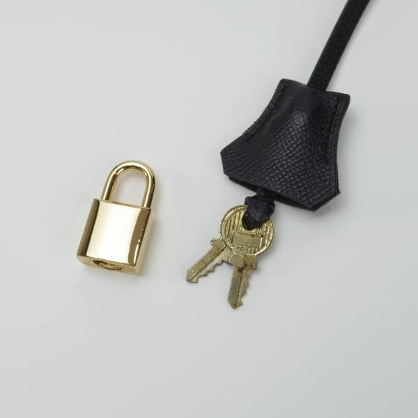 美品★(伊)チェレリーニ/CELLERINI【定価15万円程度★バーキン35タイプ】ハンドバッグ/レディース/レザー/バッグ/黒/革/鞄★N5765