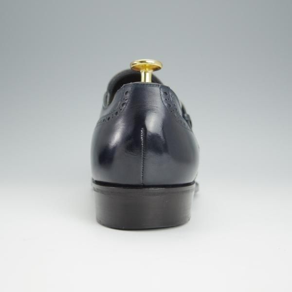 極上★三陽山長 SIZE 8.5【パターンオーダー品★モンクストラップ/紺】ウイングチップ/カーフ/メンズ/Sanyo Yamacho★h450