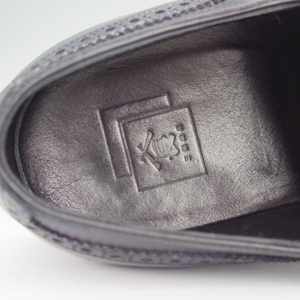 極上★三陽山長 SIZE 8.5【パターンオーダー品★モンクストラップ/紺】ウイングチップ/カーフ/メンズ/Sanyo Yamacho★h450