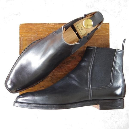 ほぼ未使用★クロケット&ジョーンズ UK9/US9.5E【★(米)ラルフローレン別注/Ralph Lauren】サイドゴアブーツ/黒/Crockett&Jones★h451