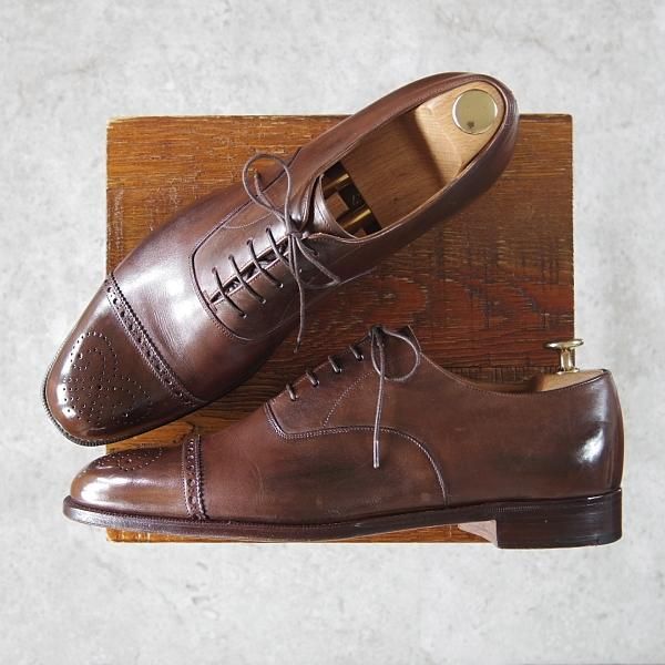 極美品★(伊)パオロ・ラッタンジ SIZE 8.5【定価￥150,150-★ハンドソーンウェルテッド製法】セミブローグ/濃茶/PAOLO LATTANZI★h455