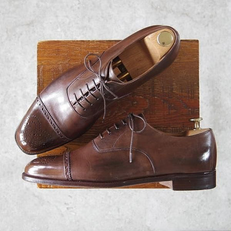 極美品★(伊)パオロ・ラッタンジ SIZE 8.5【定価￥150,150-★ハンドソーンウェルテッド製法】セミブローグ/濃茶/PAOLO LATTANZI★h455