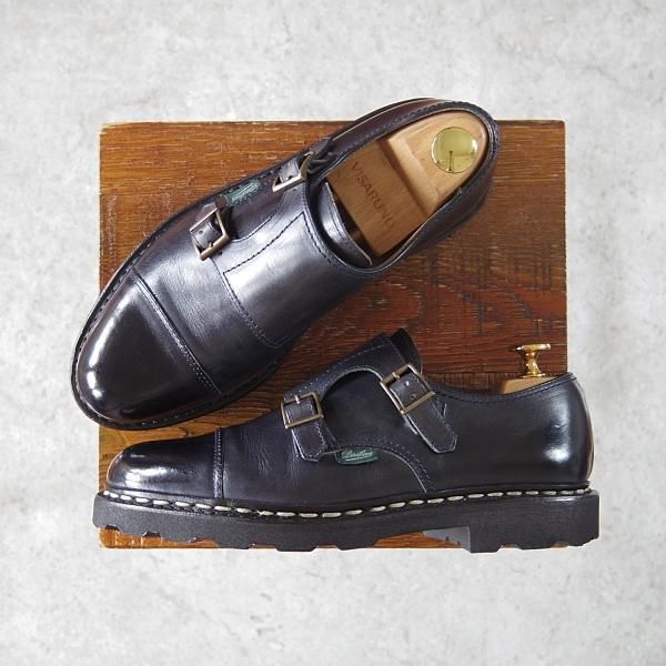 極美品★パラブーツ SIZE 5【定価￥74,800-★ウィリアム/WILLIAM】ダブルモンク/リスレザー/NUIT/紺/メンズ/Paraboot★h457