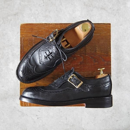 極美品★(米)YUKETEN/ユケテン(レディース) 4C【定価￥55,000-★Sierra Wingtip Oxford/フルブローグ】ウイングチップ/黒/シボ革★h466
