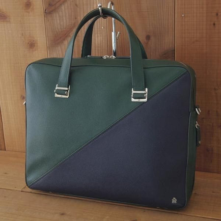 ★ダンヒル/dunhill【定価15万円程度★ボードン/BOURDONコレクション】メンズ/ビジネス/バッグ/ブリーフケース/紺×緑/革/鞄★N5774