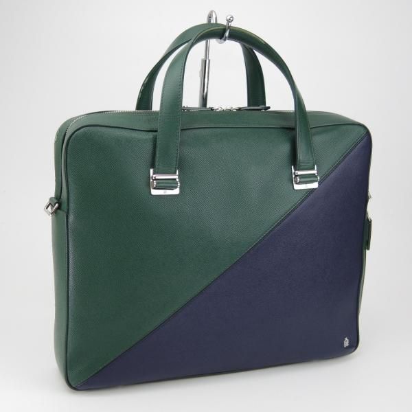 ★ダンヒル/dunhill【定価15万円程度★ボードン/BOURDONコレクション】メンズ/ビジネス/バッグ/ブリーフケース/紺×緑/革/鞄★N5774