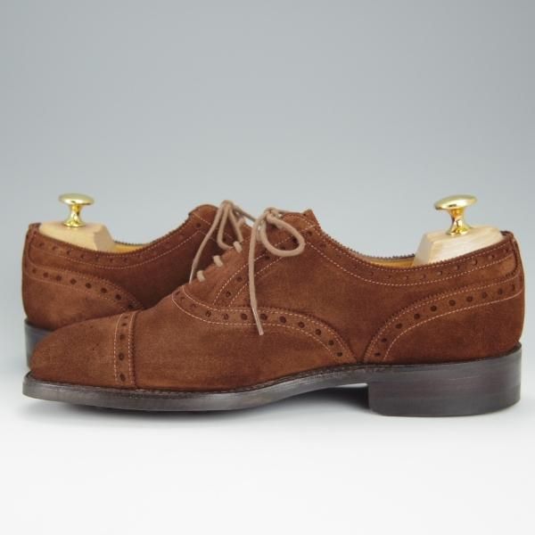 極美品★(英)グレンソン 5.5F【特別オーダー品★マスターピース/ダイナイトソール】セミブローグ/スエード/濃茶/メンズ/GRENSON★h468