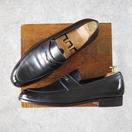 ほぼ試着程度★(伊)タニノクリスチー SIZE 7.5【定価15万円以上★最後期のコインローファー/136695】カーフ/黒/TANINO CRISCI★h478