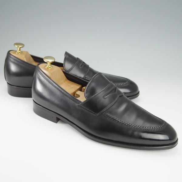 ほぼ試着程度★(伊)タニノクリスチー SIZE 7.5【定価15万円以上★最後期のコインローファー/136695】カーフ/黒/TANINO CRISCI★h478