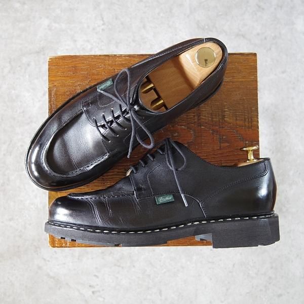 美品★パラブーツ SIZE 7【定価￥71,500-★シャンボード/CHAMBORD】黒/NOIR/Uチップ/リスレザー/TEXソール/メンズ/Paraboot★h481