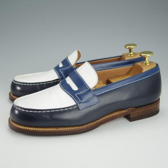 極美品★J.M.ウェストン(レディース) 3.5D【現行定価￥121,000-★コインローファー/180】紺×白/82ラスト/Weston/ウエストン(レディース)★h483