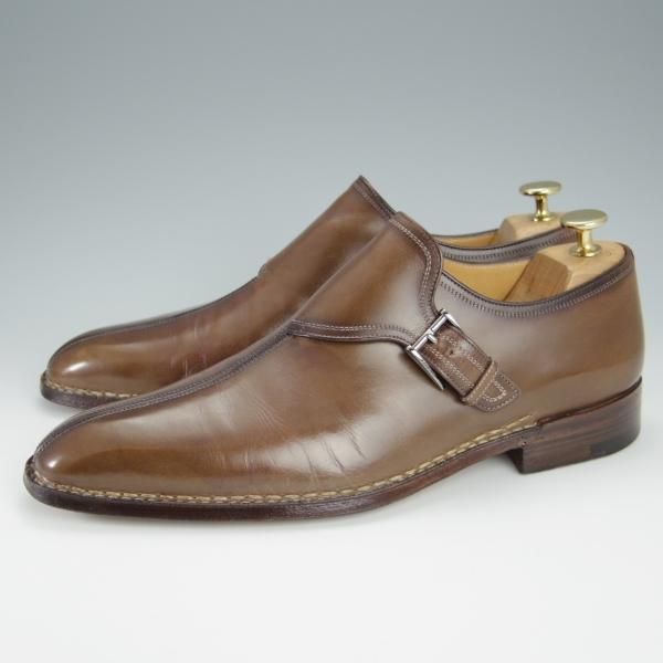 極上★(伊)アメデオ・テストーニ SIZE 7【定価20万円程度★ノルベジェーゼ製法/Amedeoライン】モンクストラップ/茶/a.testoni★h485