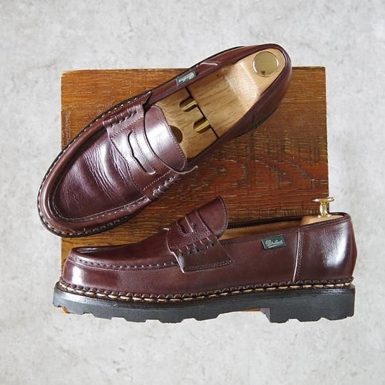 極美品★パラブーツ SIZE 7【定価￥71,500-★ランス/REIMS/カフェ】CAFE/コインローファー/リスレザー/濃茶/メンズ/Paraboot★h486