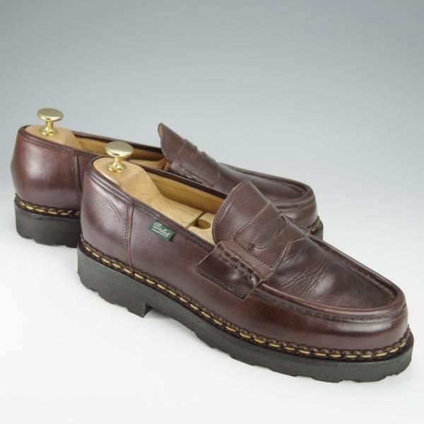 極美品★パラブーツ SIZE 7【定価￥71,500-★ランス/REIMS/カフェ】CAFE/コインローファー/リスレザー/濃茶/メンズ/Paraboot★h486