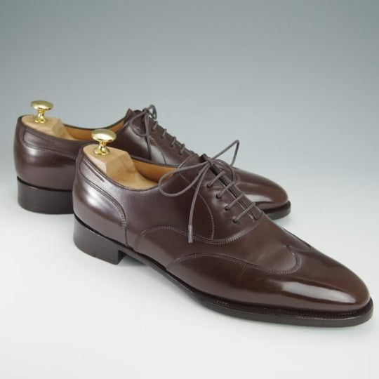 美品★ジョンロブ 6.5D【定価20万円以上★プレステージライン/WARWICK/7000ラスト】ブラインドブローグ/カーフ/濃茶/JOHN LOBB★h487