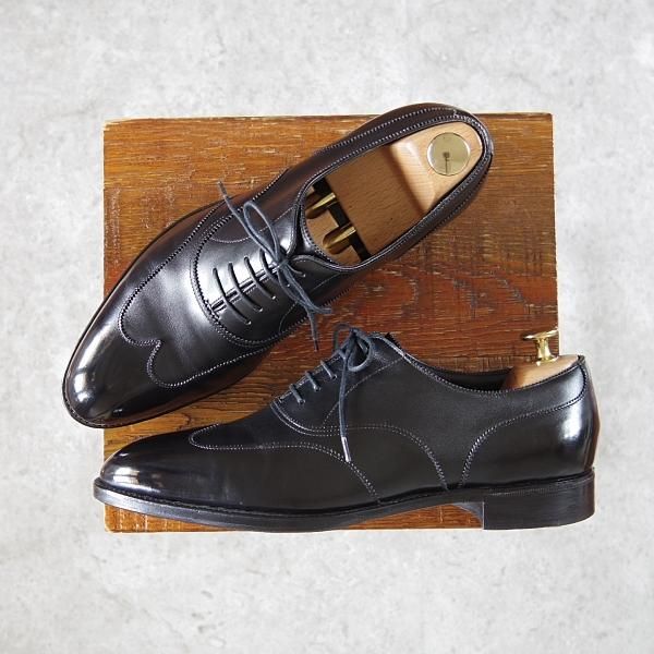 美品★ジョンロブ 6E【貴重★DARBYラスト/PARISロゴ時代の製品/WIDNER】ブラインドブローグ/カーフ/黒/メンズ/JOHN LOBB★h489