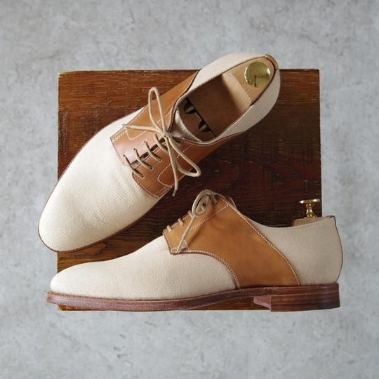 極美品★クロケット&ジョーンズ 6E【コンビ仕様★BOSHAM/341ラスト/サドルシューズ】カーフ×キャンバス/薄茶/Crockett&Jones★h494