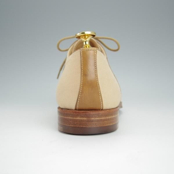 極美品★クロケット&ジョーンズ 6E【コンビ仕様★BOSHAM/341ラスト/サドルシューズ】カーフ×キャンバス/薄茶/Crockett&Jones★h494