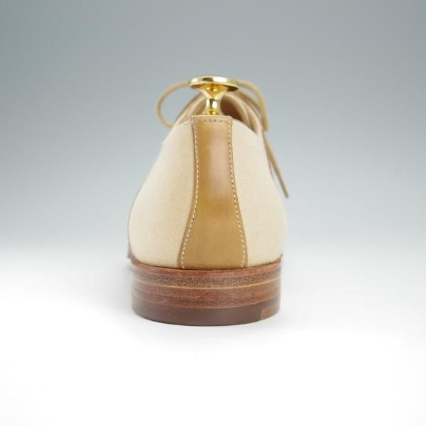 極美品★クロケット&ジョーンズ 6E【コンビ仕様★BOSHAM/341ラスト/サドルシューズ】カーフ×キャンバス/薄茶/Crockett&Jones★h494