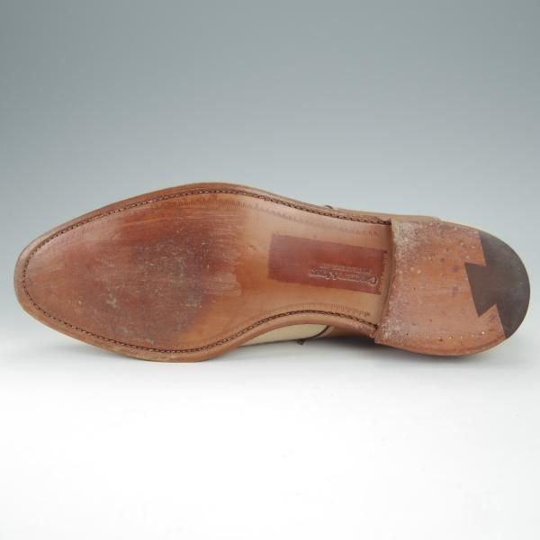 極美品★クロケット&ジョーンズ 6E【コンビ仕様★BOSHAM/341ラスト/サドルシューズ】カーフ×キャンバス/薄茶/Crockett&Jones★h494