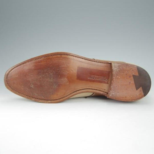 極美品★クロケット&ジョーンズ 6E【コンビ仕様★BOSHAM/341ラスト/サドルシューズ】カーフ×キャンバス/薄茶/Crockett&Jones★h494