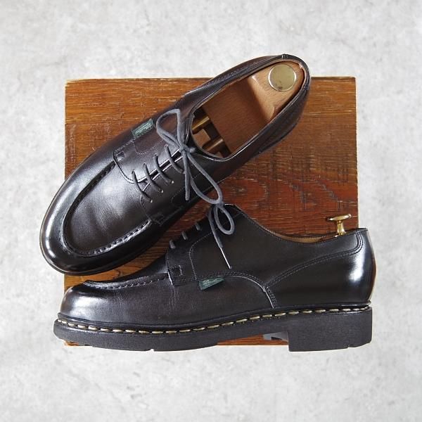 美品★パラブーツ SIZE 6.5【定価￥71,500-★シャンボード/CHAMBORD】TEXソール/リスレザー/NOIR/黒/Uチップ/メンズ/Paraboot★h498