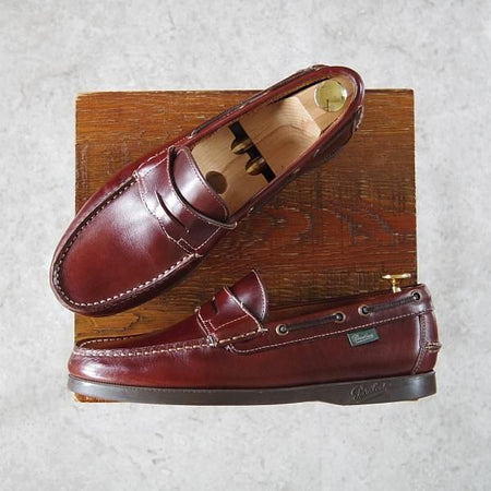 極美品★パラブーツ SIZE 6.5【貴重★BEAMS別注/CORSICA/コルシカ】コインローファー/カーフ/赤茶/MARINEソール/ビームス/Paraboot★h499