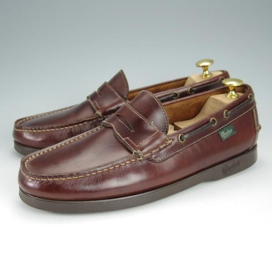 極美品★パラブーツ SIZE 6.5【貴重★BEAMS別注/CORSICA/コルシカ】コインローファー/カーフ/赤茶/MARINEソール/ビームス/Paraboot★h499