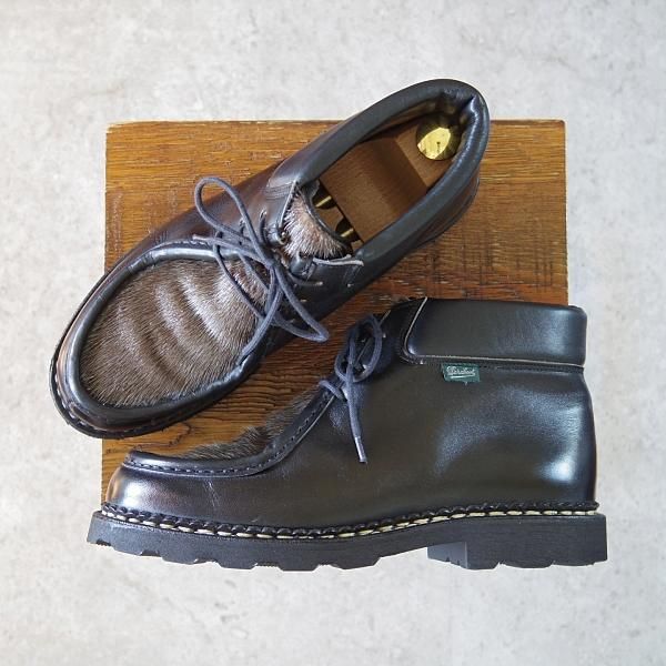 ★パラブーツ SIZE 40【貴重★フォック仕様(アザラシの毛皮)/MILLY】ミリー/チロリアンブーツ/カーフ/黒/メンズ/Paraboot★h508