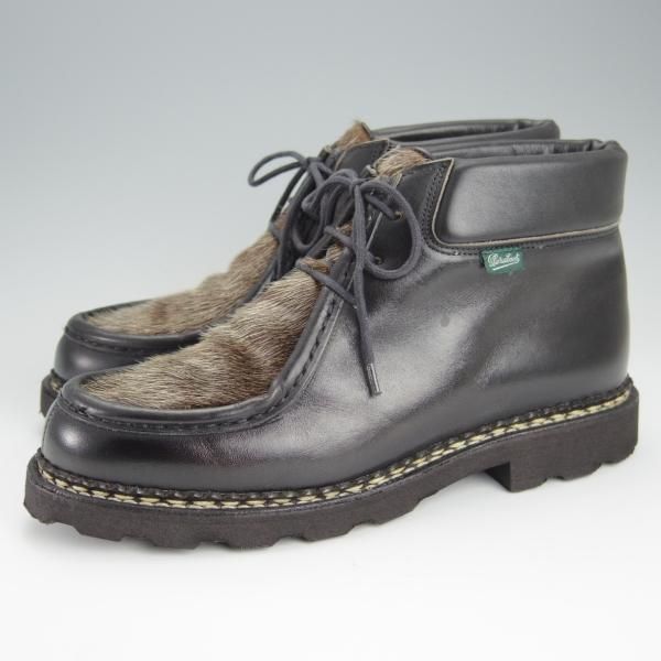 ★パラブーツ SIZE 40【貴重★フォック仕様(アザラシの毛皮)/MILLY】ミリー/チロリアンブーツ/カーフ/黒/メンズ/Paraboot★h508
