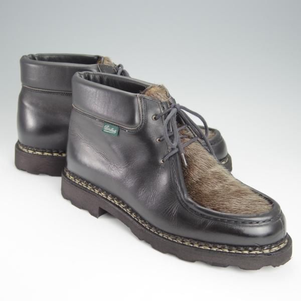 ★パラブーツ SIZE 40【貴重★フォック仕様(アザラシの毛皮)/MILLY】ミリー/チロリアンブーツ/カーフ/黒/メンズ/Paraboot★h508