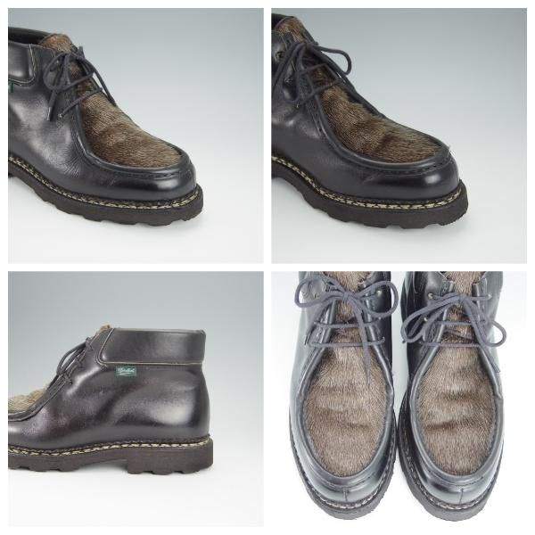 ★パラブーツ SIZE 40【貴重★フォック仕様(アザラシの毛皮)/MILLY】ミリー/チロリアンブーツ/カーフ/黒/メンズ/Paraboot★h508