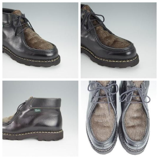 ★パラブーツ SIZE 40【貴重★フォック仕様(アザラシの毛皮)/MILLY】ミリー/チロリアンブーツ/カーフ/黒/メンズ/Paraboot★h508