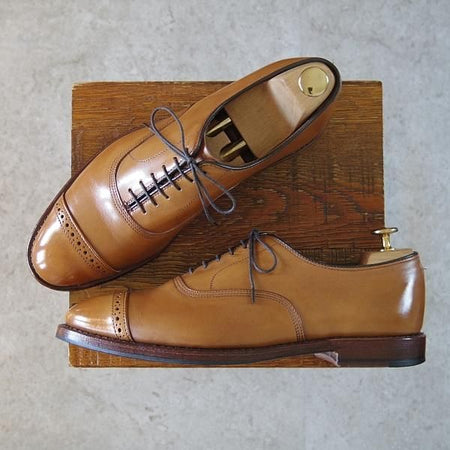 美品★(米)アレンエドモンズ 8D【貴重★ブルックスブラザーズ別注/BROOKS BROTHERS】パンチドキャップトゥ/薄茶/ALLEN EDMONDS★h511